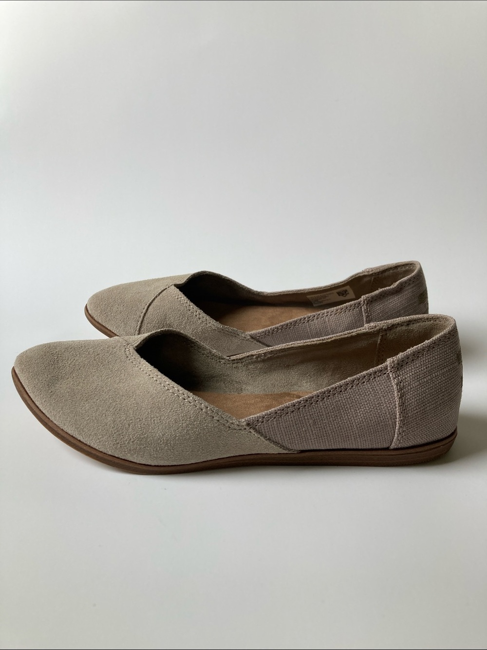 TOMS Jutti Flats Suede / Canvas Tan Sz 6.5